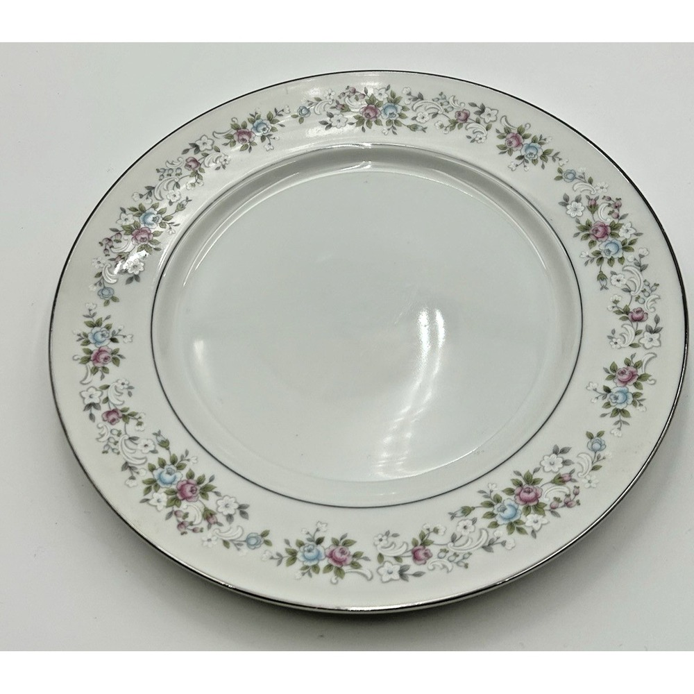Carlton Fine China Corsage Floral Platinum Lining Dinner Plate 10.25" Japan 481